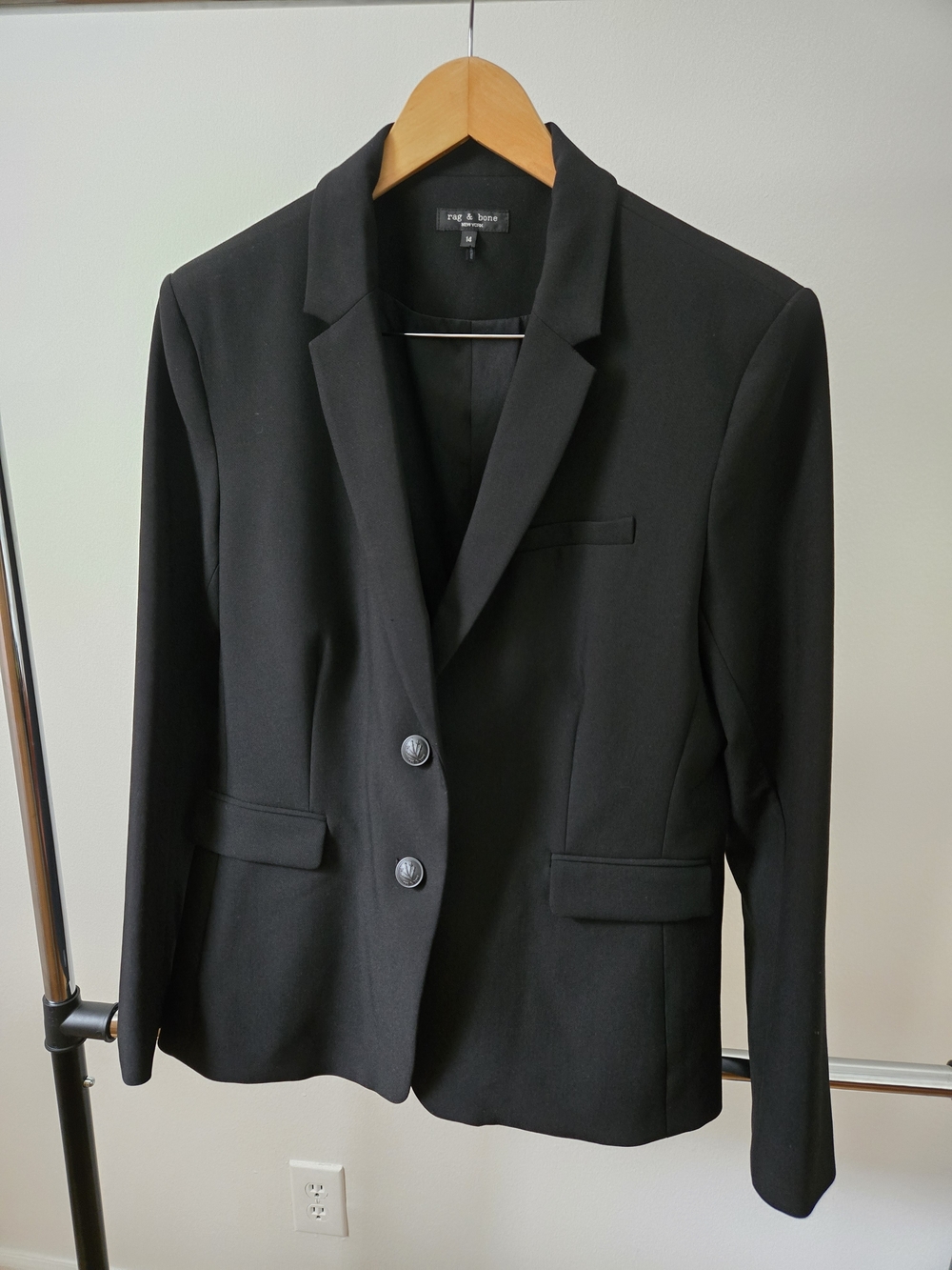 rag & bone Black Single-Breasted Tailored Blazer
